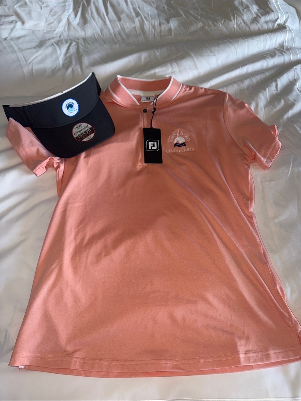 FootJoy Girls' Coral Pink Polo with Contrast Trim